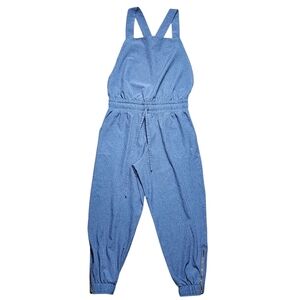 Albion Fit Classic Overall Jumpsuit Womens Small/petite Heathered Blue